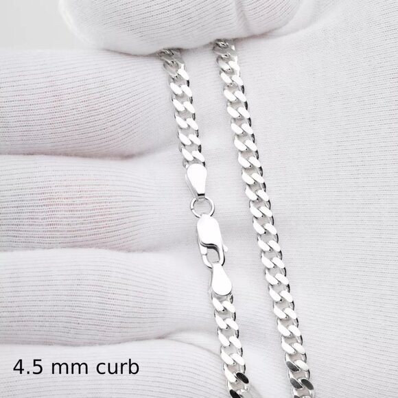 925 Sterling Silver Curb Necklace Chain In Various Lengths With A Gift Bag - Picture 3 of 11
